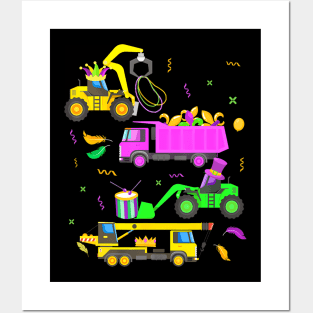 Construction Vehicle Mardi Gras For Toddler Boys Kids Youth Posters and Art